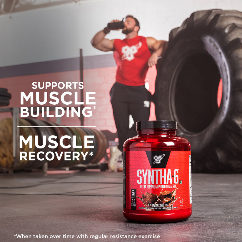 BSN Syntha 6 Protein Powder - 5 lbs, 2.27 kg (Chocolate Milkshake), Ultra Premium Protein Matrix (Whey Protein, Micellar Casein), for Muscle Recovery.